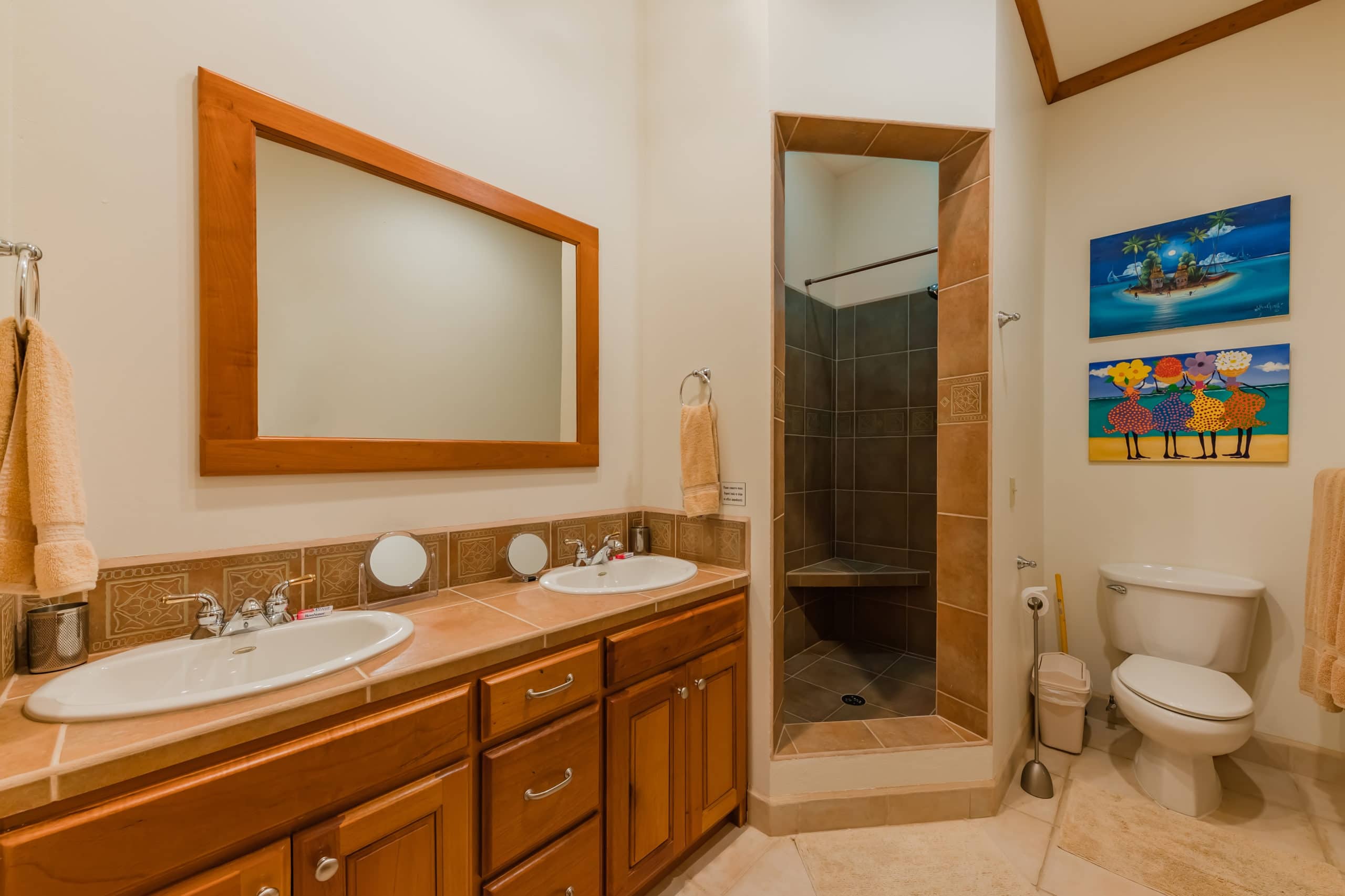 Private bathroom at our beachfront ground floor condo at tara del sol in san pedro ambergris caye belize