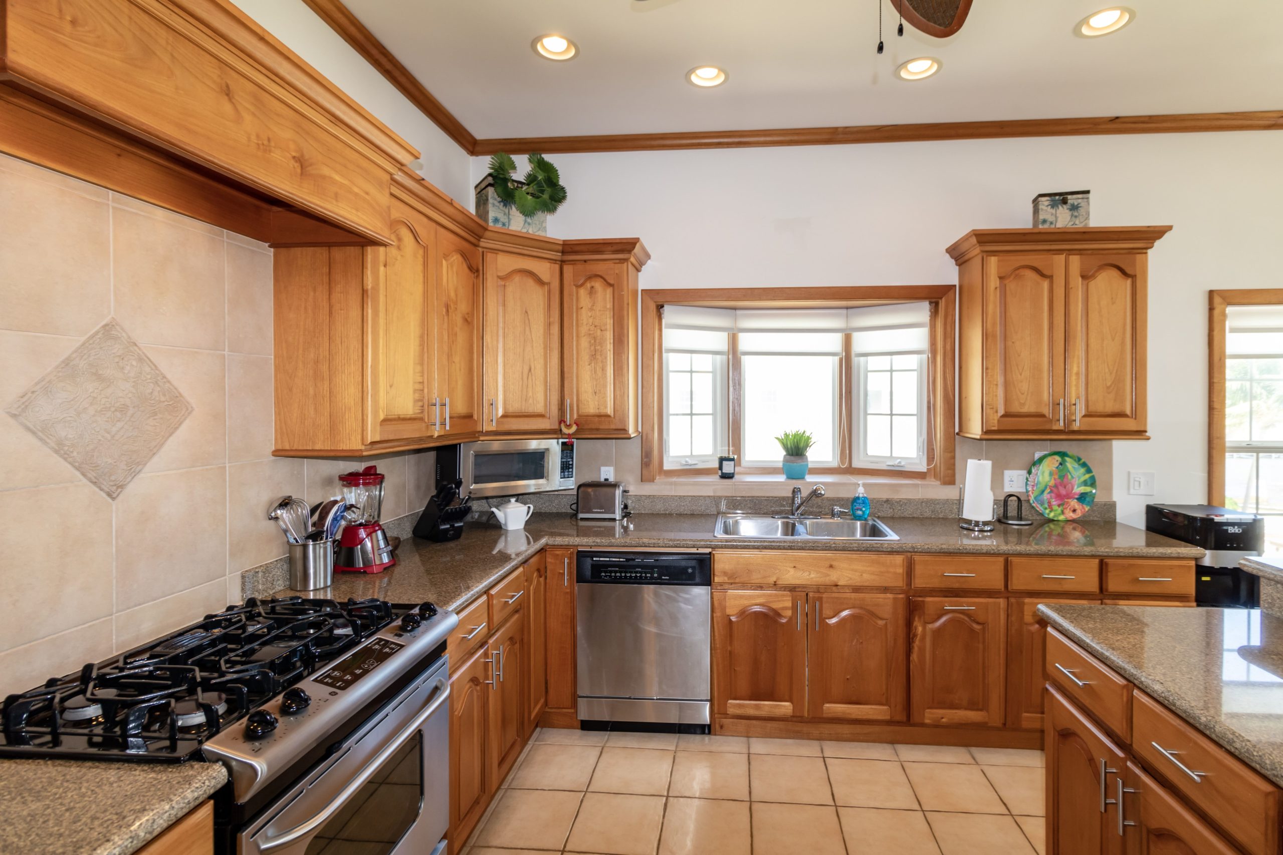 Modern kitchen at a beachfront condo at Tara Del Sol in San Pedro Belize